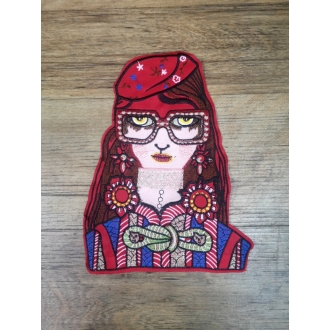 Applique Patch Lady with glasses