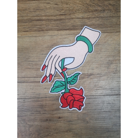 Applique Patch  Hand with a Rose