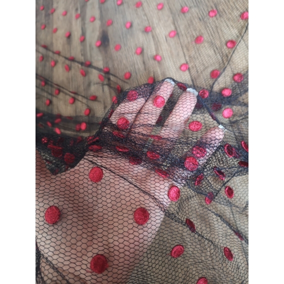 Tulle fabric with dots embroidery