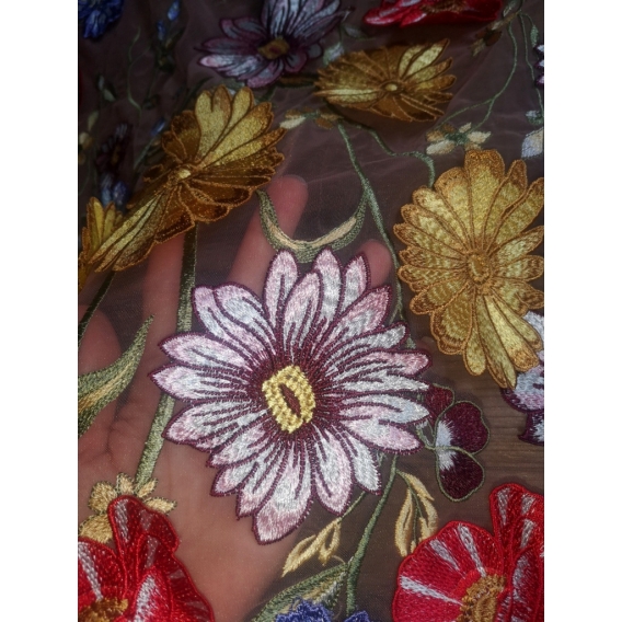 Exclusive tulle embroidery fabric 3D