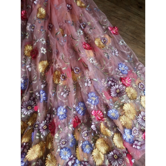 Exclusive tulle embroidery fabric 3D