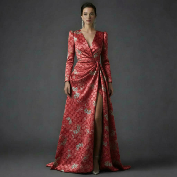 Silk crepe de chine jacquard with lurex