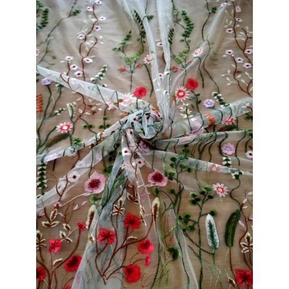 Tulle embroidery fabric